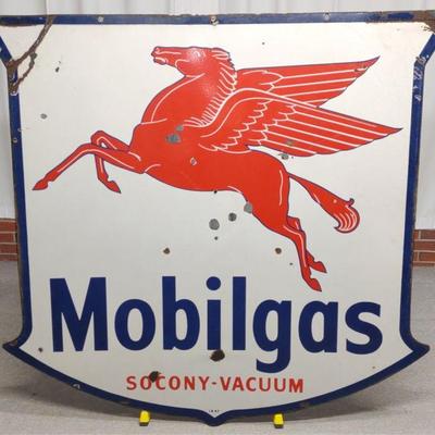 58" 1947 Mobilgas Socony-Vacuum DS Porcelain Sign