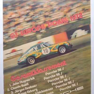 1972 Porsche GT Europa Pokal Racing Poster 30"x40"