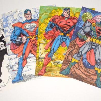 4 Original Paris Cullins Comic Character Drawings