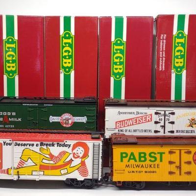 (4) LGB G Scale Toy Trains w/ Boxes