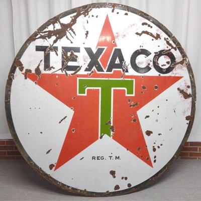 1937 6' Double Sided Porcelain Texaco Sign