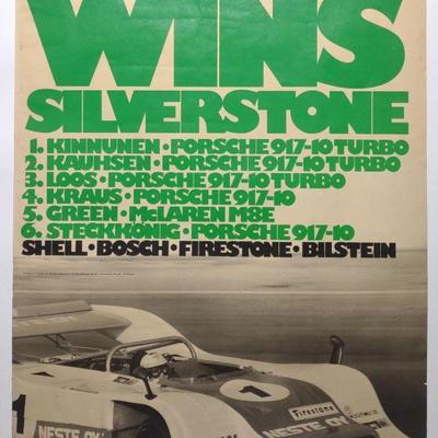1973 Porsche Wins Silverstone Racing Poster 30x40"