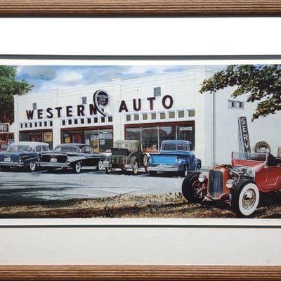 Ken Eberts Signed Western Auto Automobile Print