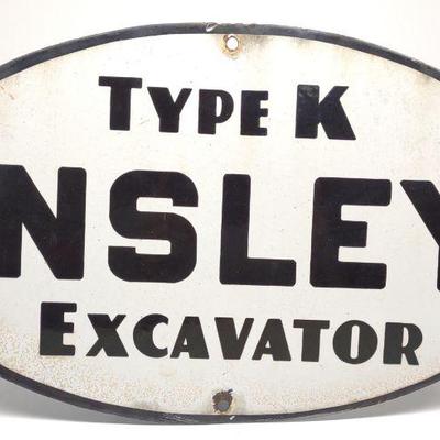 Type K Insley Excavator Porcelain Sign (SSP)