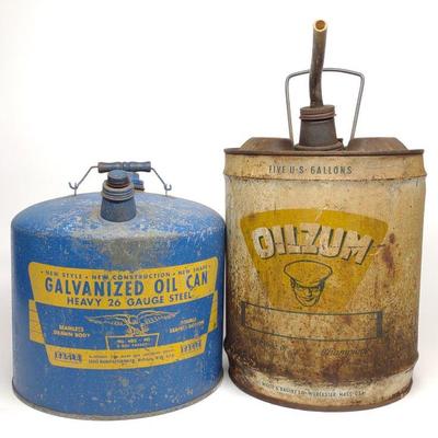 2 Vintage Oil Cans (Eagle & Oilzum)