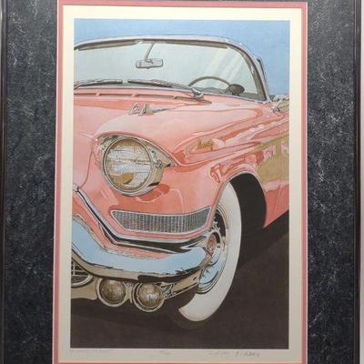 1990 D. McCrary Signed Pink Cadillac Art Print