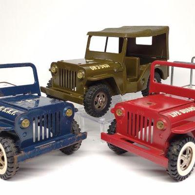 (3) Vintage Tonka Pressed Steel Jeeps