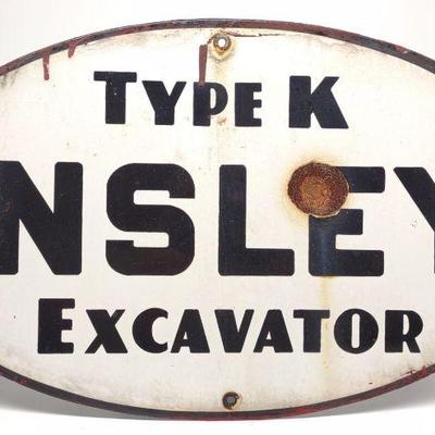 Type K Insley Excavator Porcelain Sign (SSP)
