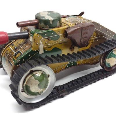 Marx E12 Climbing Fighting Tank Windup Tin Toy