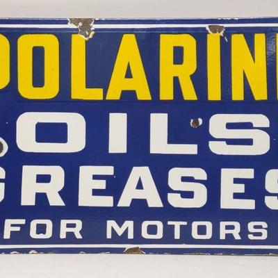 Polarine Double Sided Porcelain Flange Repro. Sign