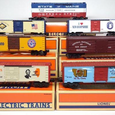(7) Lionel USA States Toy Train Cars w/ Boxes