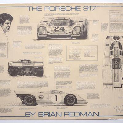 1973 The Porsche 917 Brian Redman Poster 19" x 25"