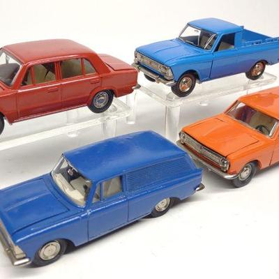 4 Vintage Soviet USSR Novo Export Diecast Toy Cars