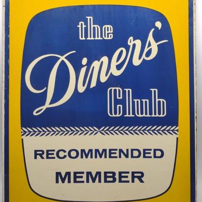 The Diners' Club Double Sided Tin Advertising Sign