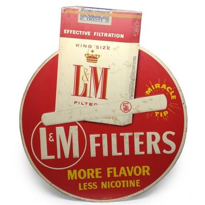 L&M FiltersTin Cigarette Advertising Sign (SST)