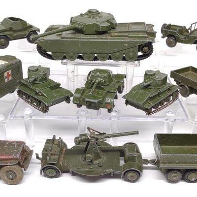 (12) Vintage Dinky Military Diecast Vehicle Toys