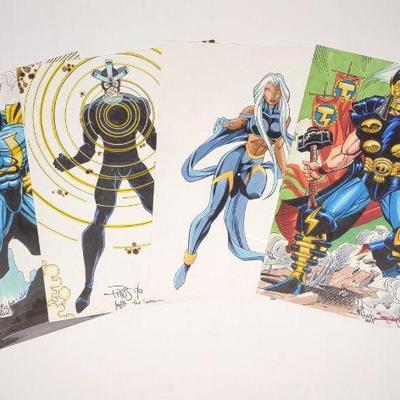 4 Original Comic Drawings Paris, AM, Smith, Sharen