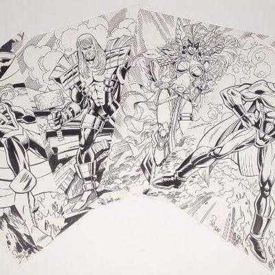 4 Commissioned Comic Drawings (Paris & McClellan)