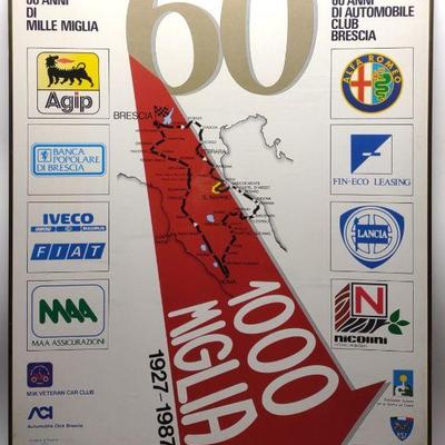 1987 60th Anniversary Mille Miglia Racing Poster