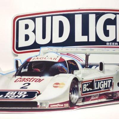1991 Bud Light Beer Race Car Tin Advertising Sign