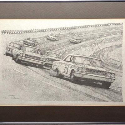 D. McCrary Signed #28 Lafayette Ford Nascar Art