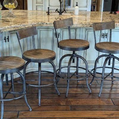 4 adjustable swivel barstools