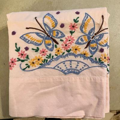 Vintage hand embroidered pillowcases