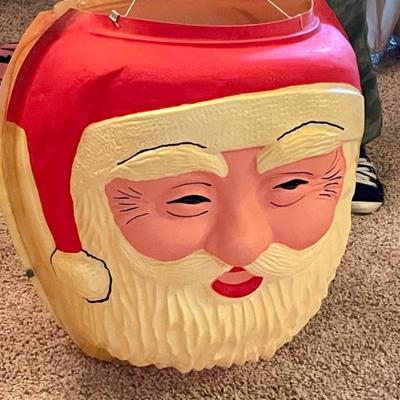 RARE!!  Vintage Santa blow mold faces. The two go together to create a hanging Santa globe like decoration. 