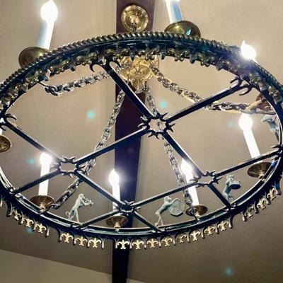 Wonderful vintage chandelier with a monkey marching band 