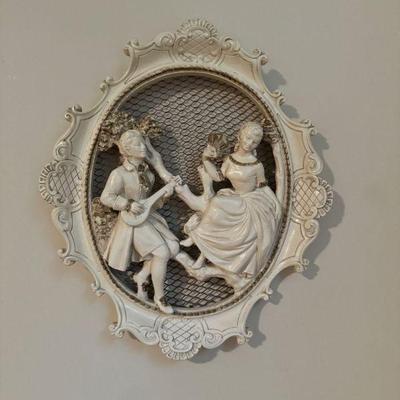 1950's Universal Statuary Corp Pair of Victorian Couples Wall Decor