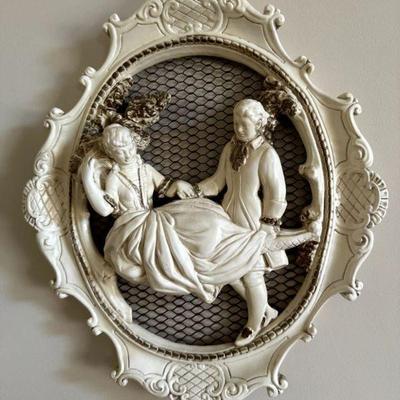 1950's Universal Statuary Corp Pair of Victorian Couples Wall Decor