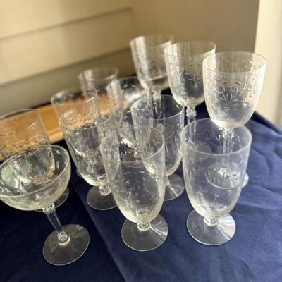 Etched Fostoria Crystal Glasses