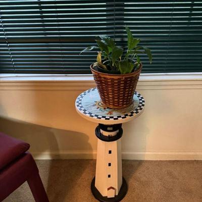 Painted Light House Plant Stand Side Table