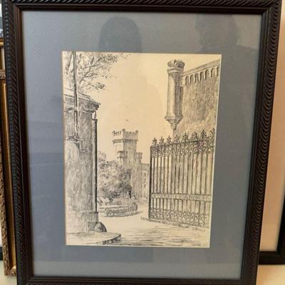 The Citadel, Charleston SC Scene Pencil Sketch By Julia Homer Wilson