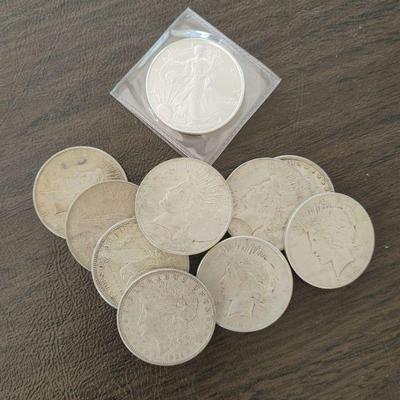 Morgan and Peace Silver Dollars