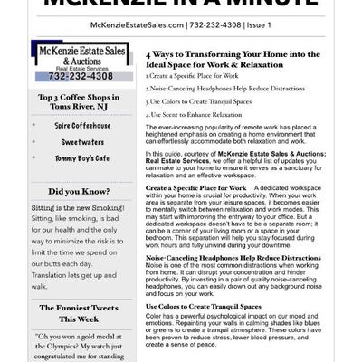 Our New -News Letter: McKenzie In A Minute page 1