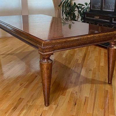Custom Italian Tuscan Style Dining Table With A Painted Bronze Blurled Wood Finish
