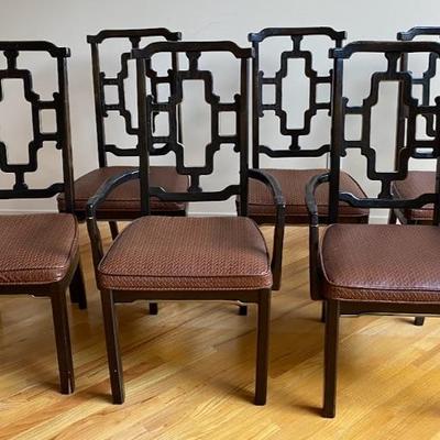Set Of 6 Chinese Chippendale Style Dining Chairs, Circa 1940
