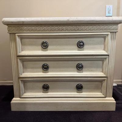 Italian Tuscan Style Ivory Stone Top Bedside Table
