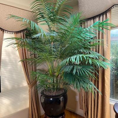 Faux Potted Plant In Black Ceramic Pot
