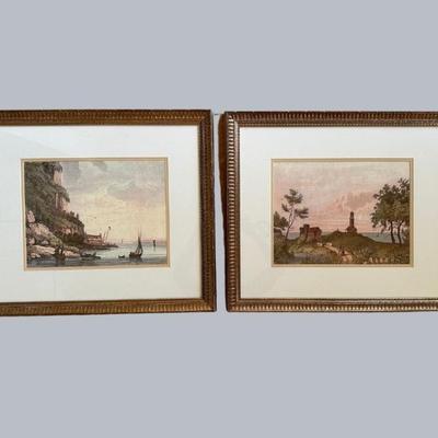 Pair Of Framed Nineteenth Century Style Landscape Art Prints
