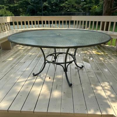Brown Jordan Glass Top Aluminum Dining Table

