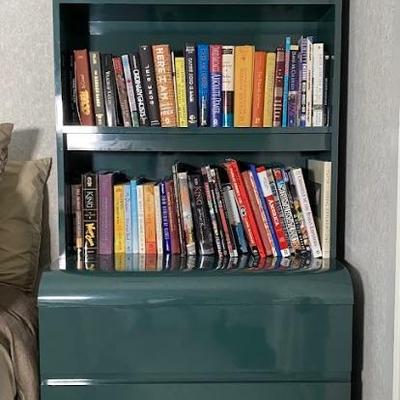 Retro Green Formica Chest Of Drawers And Bookcase, Circa 1970
