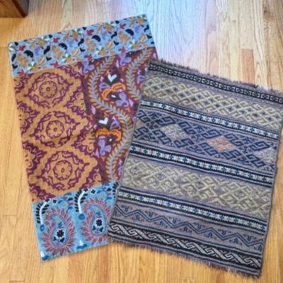 Small Area Rug/Textile Duo: Anthropologie Crewel & Vibrant Kilim Rug	