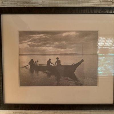 Edward Curtis Photo Print: Homeward in Custom Espresso Wood Frame	
