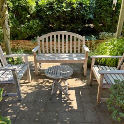 Large 4 Piece Weathered Teak Patio Set | Wood Classics & David Smith & Co.	