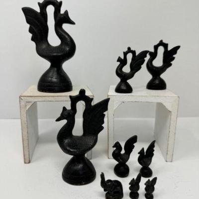Set of Bronze Peacock-Shaped Opium Weights, Varying Sizes	