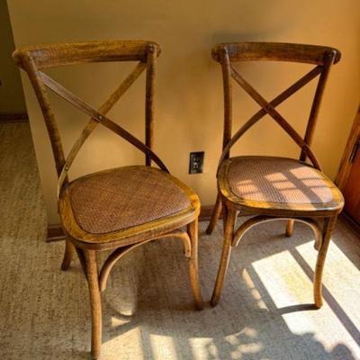 Pair of Vintage Bentwood Cross back Cane Chairs	