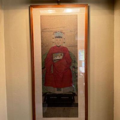 Imposing Very Large Hand Painted Chinese Ancestral Portrait	