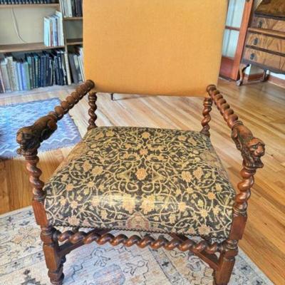 Renaissance Revival Armchair w/ Ralph Lauren Textiles, c. 1860-1880	